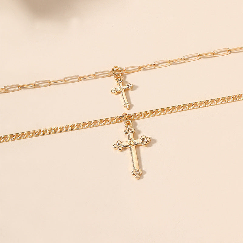 Wholesale alloy sweater chains - european & american style, statement & niche, light luxury jewelry for women - cross pendant necklaces, multi-layered choker chains