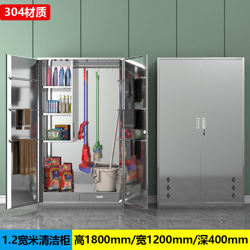 Stainless steel cleaning cabinet household school hygiene cleaning cabinet classroom balcony mop broom tool storage cabinet