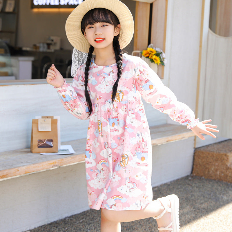 Girls' autumn dresses: simple spring/autumn dresses for toddlers and young children, korean style princess dresses, baby dresses for autumn and winter