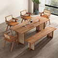 Nordic solid wood rattan dining table and chair set - compact, minimalist design for home, restaurant, or b&b - rectangular dining table
