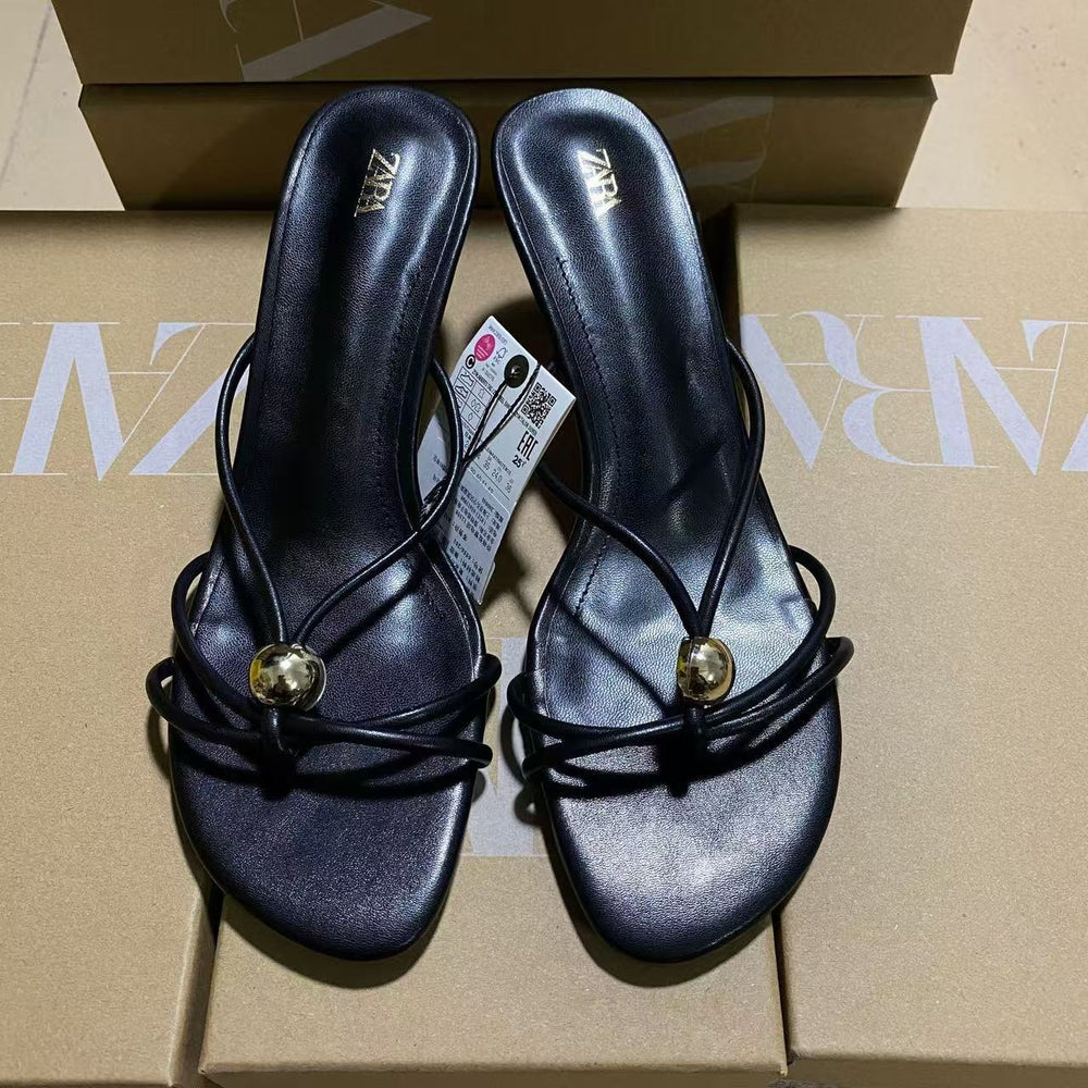 Za2025 new european and american style thin strap stiletto heel sexy criss-cross wrap open toe fashionable elegant high heel sandals for women
