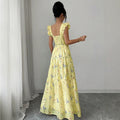 european and american cross-border summer new sweet floral print french style halter neck bodycon dress