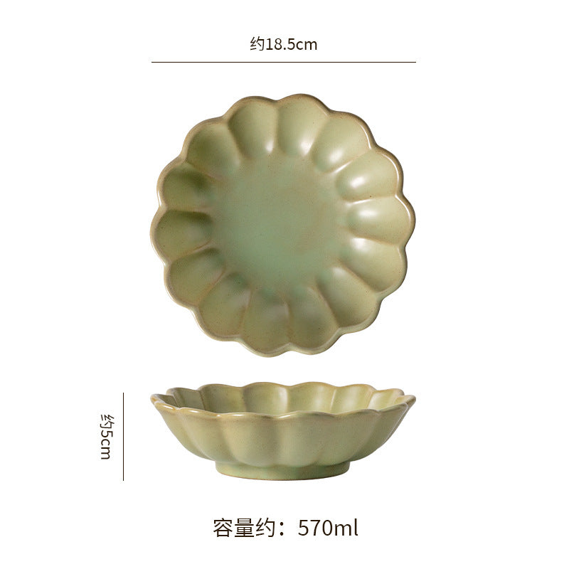 Clay salad bowl dessert soup bowl restaurant hotel high-value retro style tableware for home fruit plate noodle bowl cold bowl