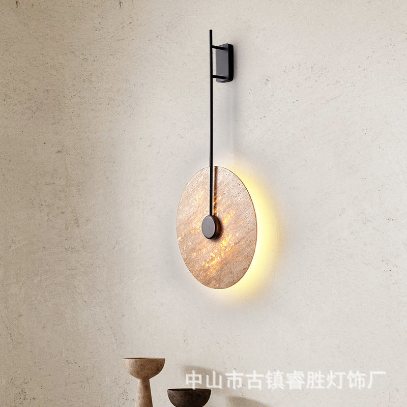 Yellow travertine LED bedroom bedside wall lamp living room art creative TV background wall bedside corridor aisle stairs