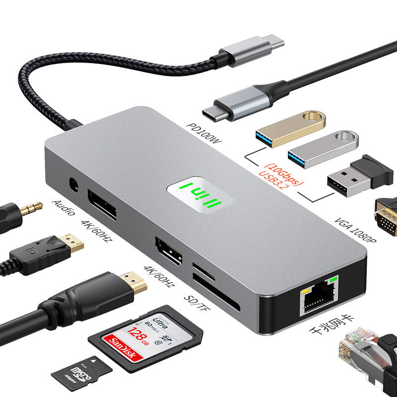 multi-screen mst displaylink three-display dual high-definition gigabit network card type-c usb3.2 docking station