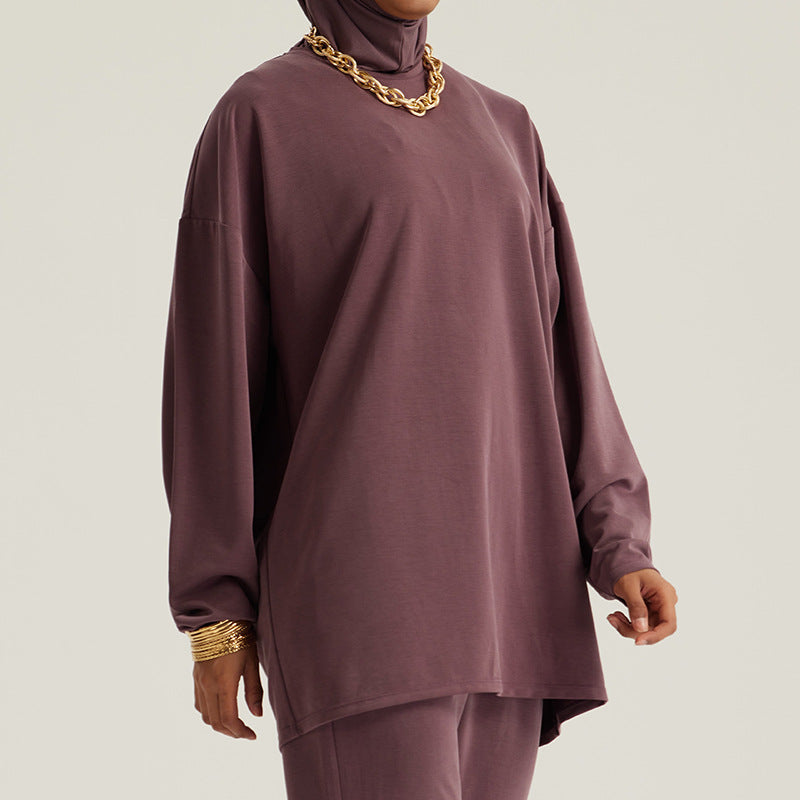 fashionin stock  new arrival middle east women's topslooseoutwearfashionlong sleeves t-shirt