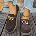 Export metal chain thick bottom loafers for women autumnew arrival cloth large size cross-border low-top shoes wholesale