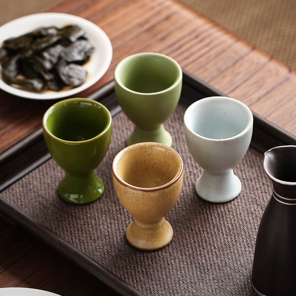 Creative tall round egg cup stylish colorful kiln-turned ceramic egg holder cup restaurant home practical egg bottom base