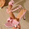 French fairy style one-strap sexy stiletto heel sandals - women's runway solid color bow high heels