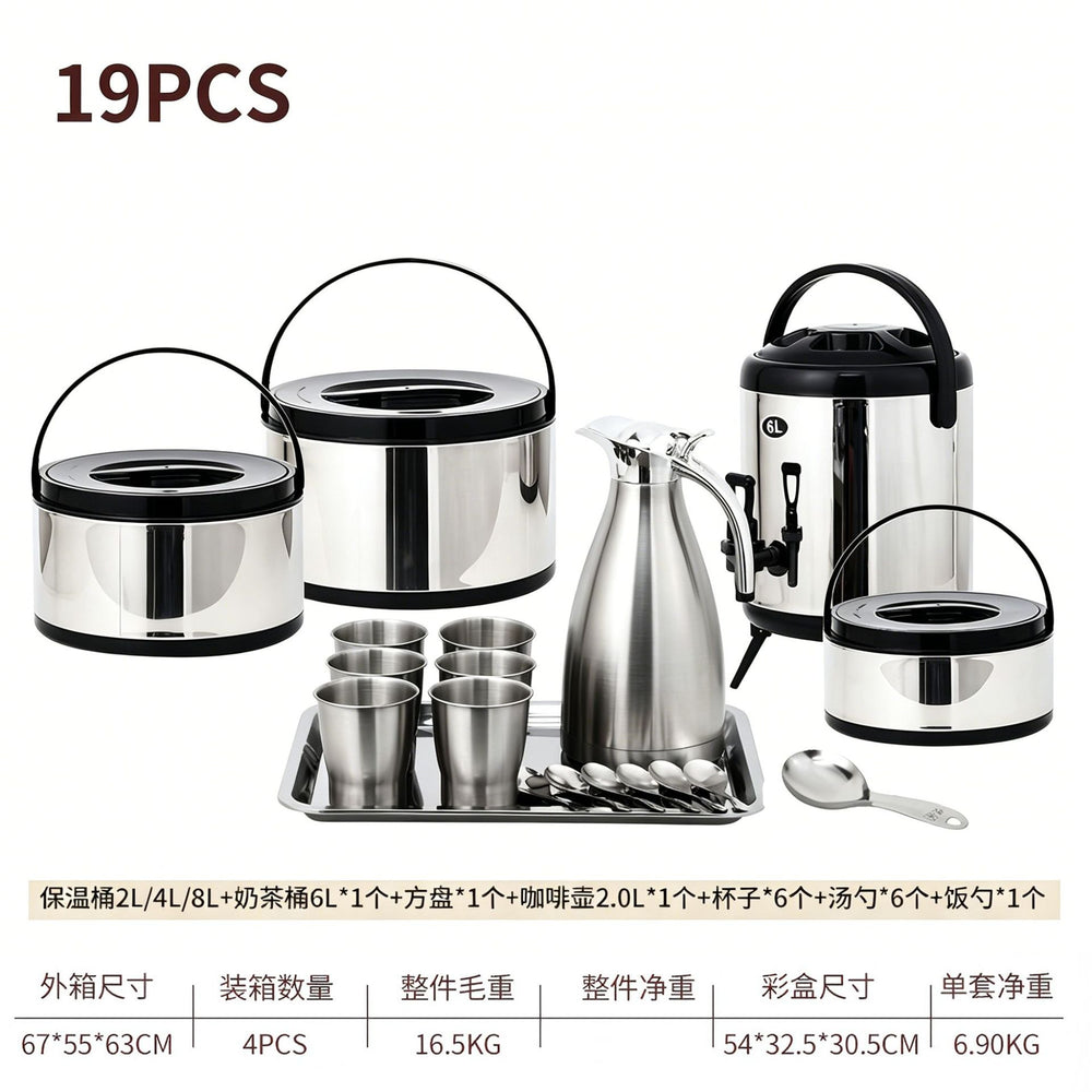 Large-capacity stainless steel milk tea bucket, special thermal insulation bucket for stall stalls with faucet, milk tea shop small tea bucket, soy milk bucket