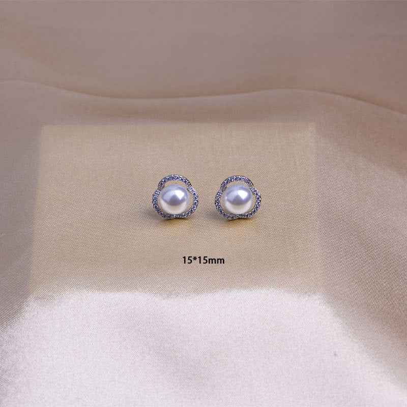 Pendant women's jewelry pearl gemstone diamond necklace earring set niche minimalist high-end design titanium steel jewelry