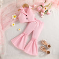 summer new sleeveless cropped top + solid color bowknot flare pants two-piece set - ready stock wholesale