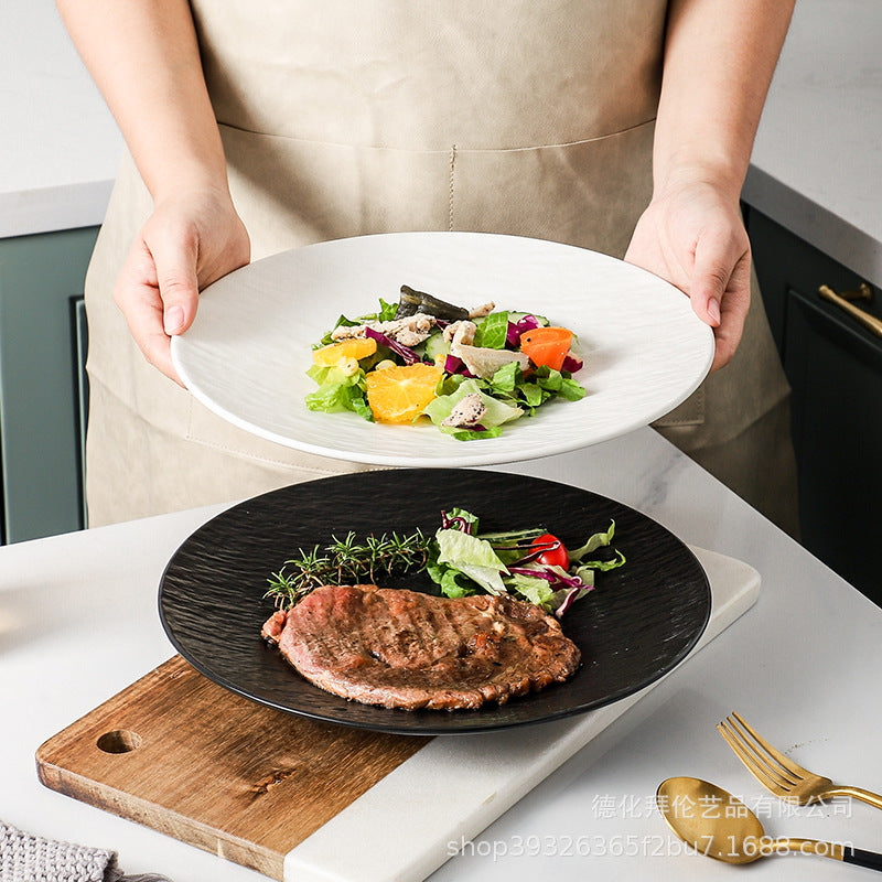 Embossed stone texture plate - steak plate for hotel & restaurant use - creative ceramic western dinner plate for home - pasta plate