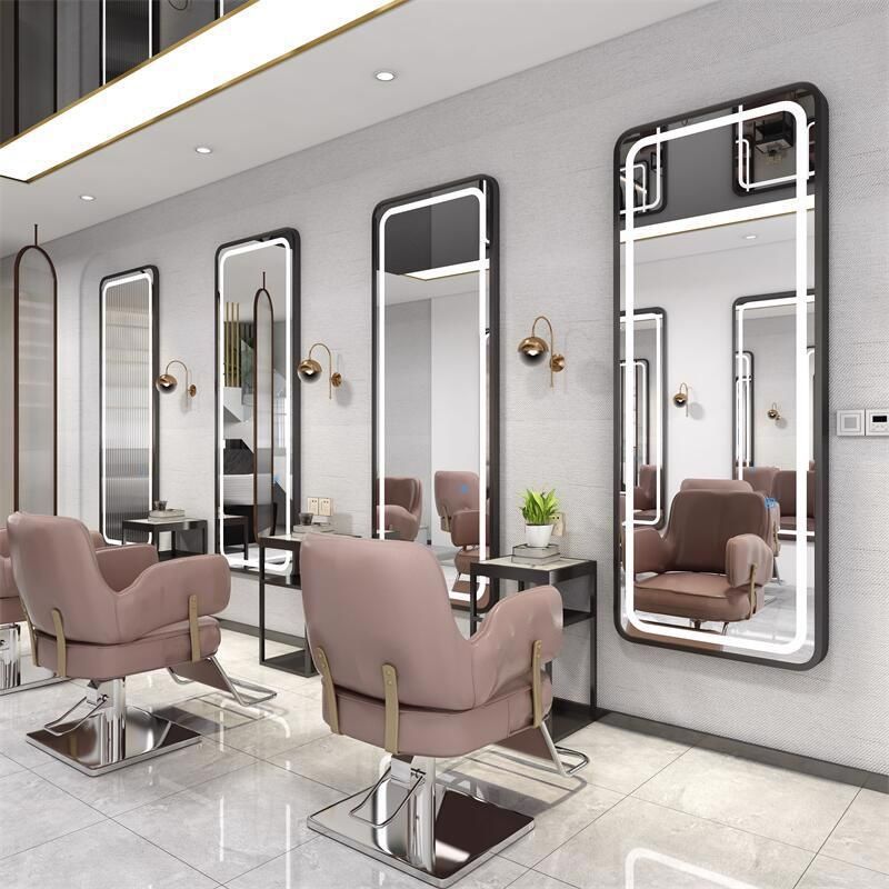 Hairdressing shop popular mirror wall-mounted hairdressing mirror table single-sided light mirror wall-mounted hair salon led mirror special smart