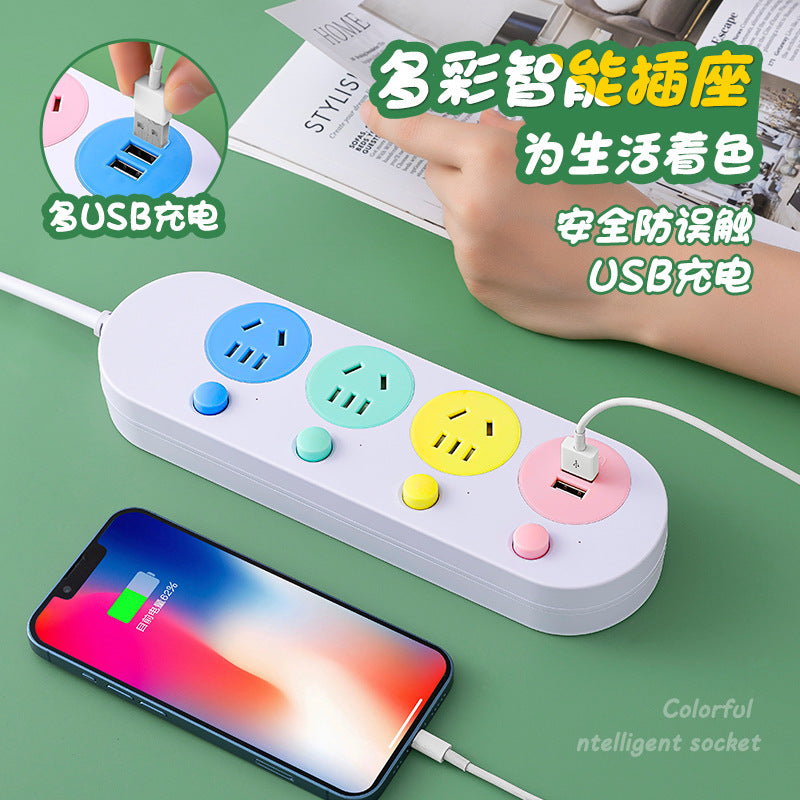Multi-outlet power strip with usb charging ports - wall socket extension cord for home use