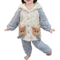 Cute boys' and girls' fall/winter fleece-lined thickened coral fleece casual warm pajamas kids' loungewear two-piece set