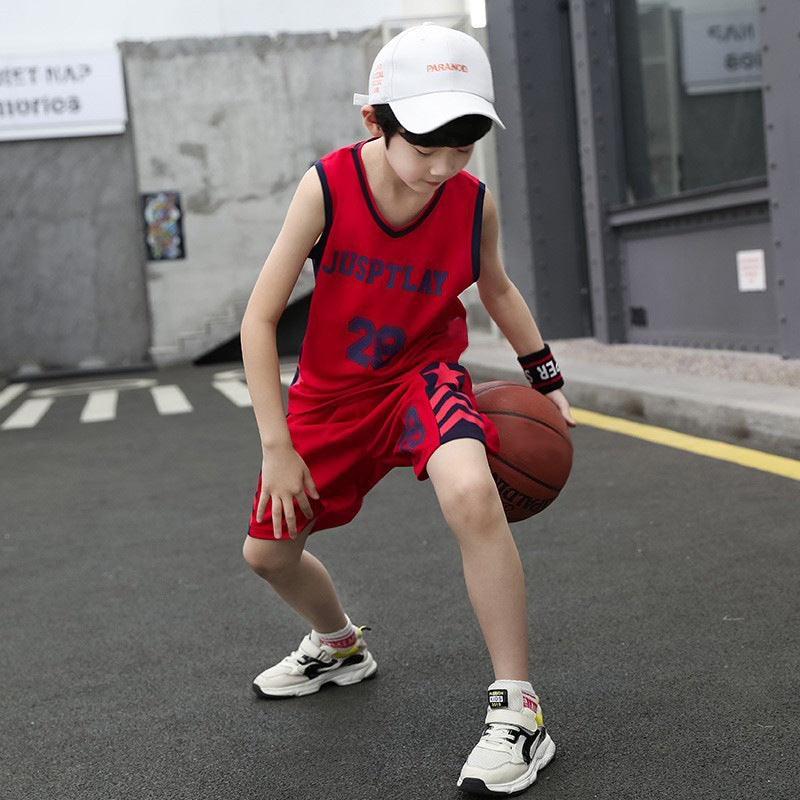 Kids' t-shirts & tank tops, student basketball jerseys, boys' casual middle school sports sets, summer sleeveless shorts