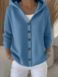 fashion autumn winternew arrivalhoodedknittingcardigan women's pure colorcasualfashionsweateroutwear women