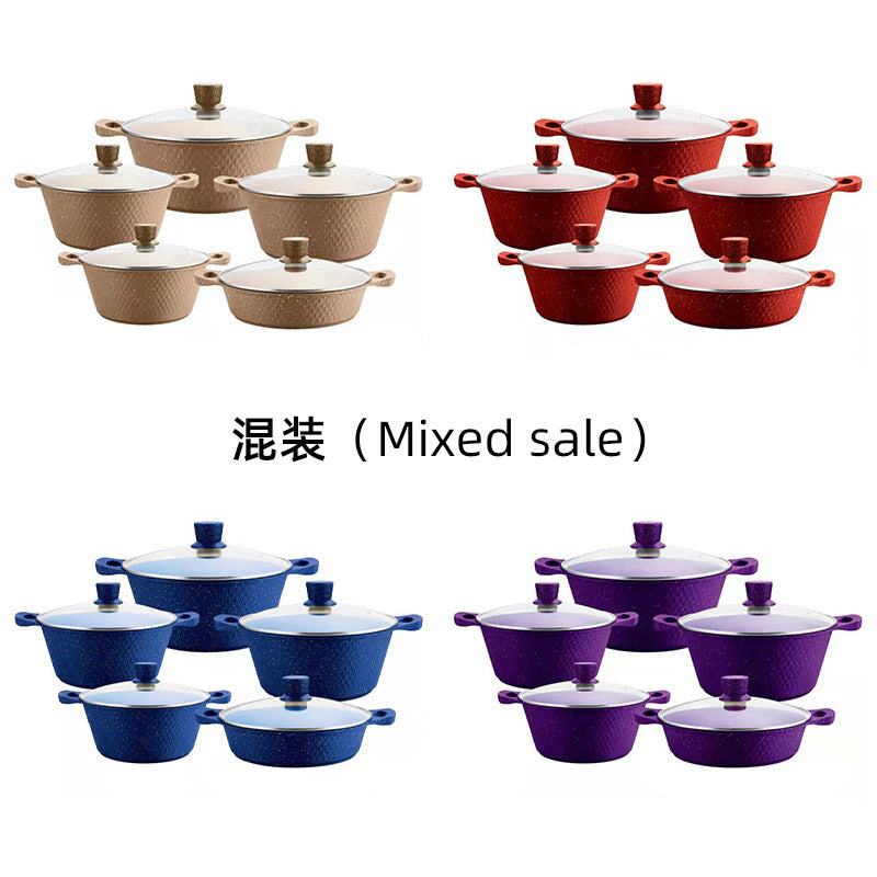 medical stone die-casting soup pot set marble one-piece small diamond ten-piece set wholesale cross-border customization