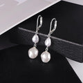 Korean style fashionable light luxury pearl earrings for women, 14k real gold tassel teardrop stud earrings, geometric design dangle earrings
