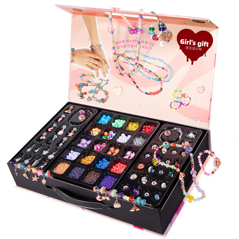 Children's beaded DIY handmade bag necklace bracelet jewelry beaded educational baby girl toy gift box