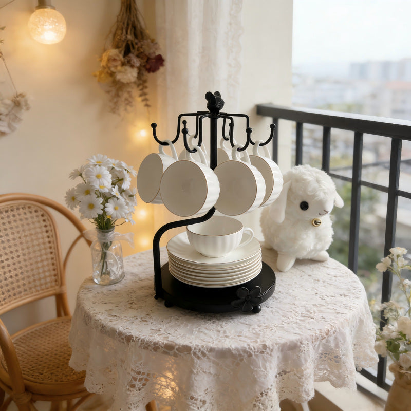 For homemetal cup holder living room iron hanging rack suit creative retro ornament european style coffee cup hanging storage rack