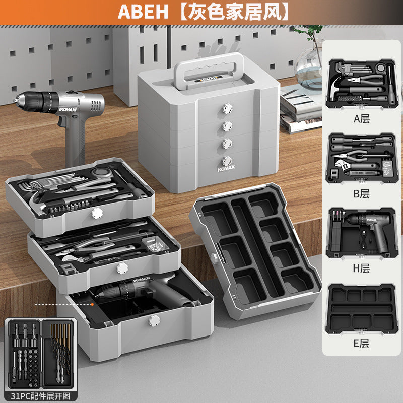 Electric drill tool box tool suit multifunctional for home electrician hardware repair power tool complete universal complete set