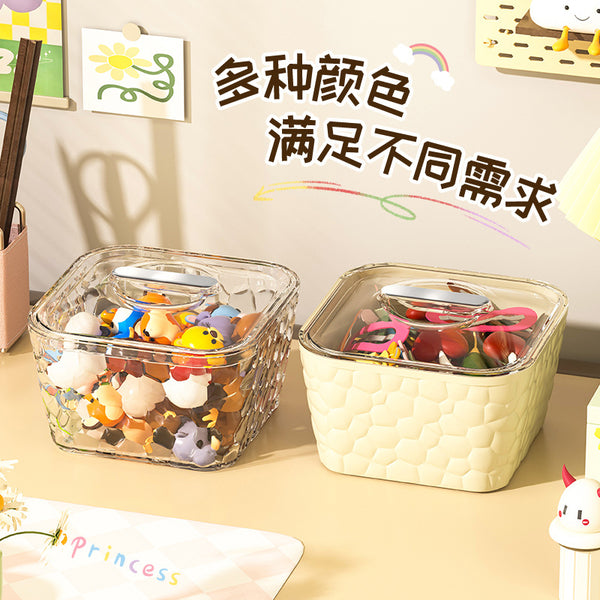 Cream desktop storage box, hair accessories, hand jewelry box, large capacity, covered hair band, hairband, hairpin, jewelry, transparent storage box.