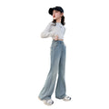 Girls' denim jeans - spring/autumn  new collection: stylish flare pants for kids and teens. this year's trendy cable knit jeans