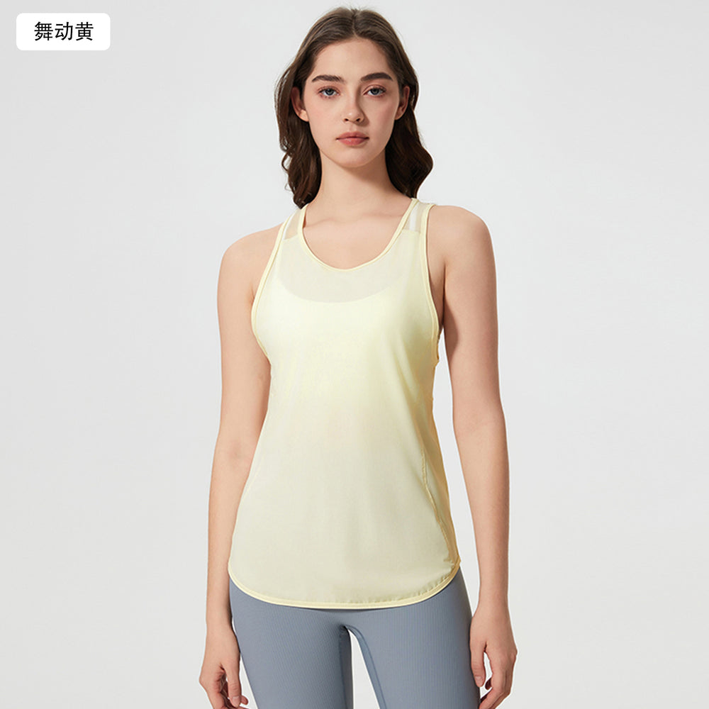 Summer new yoga tank top women's mesh breathable beautiful back sports quick-dry tight-fitting top yoga wear d25038