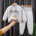 Winterpure cottonkidsheattechintimatessuit three-layer quilted baby high waist belly protection fleece-linedthickened autumn clothes and long trousers