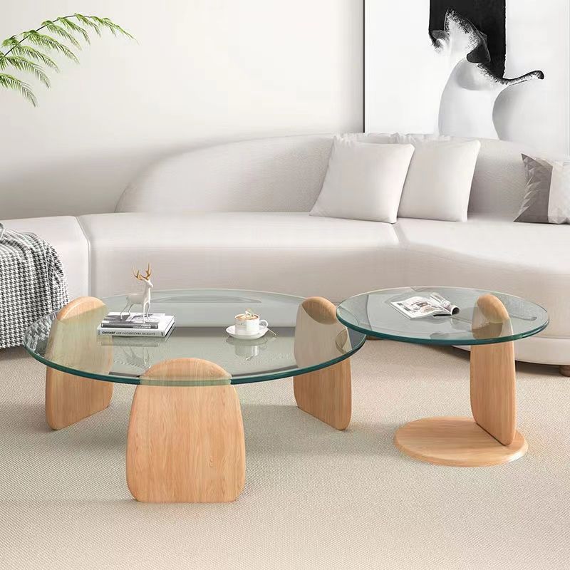 Tempered glass coffee table living room home round combination nordic popular style light luxury italian minimalist tea table small apartment