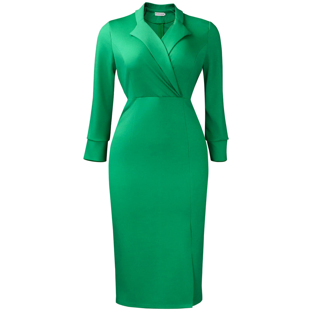 C8644 european and american cross-border  2020 autumn new arrival: elegant, bodycon, and figure-flattering african dress with suit collar and long sleeves