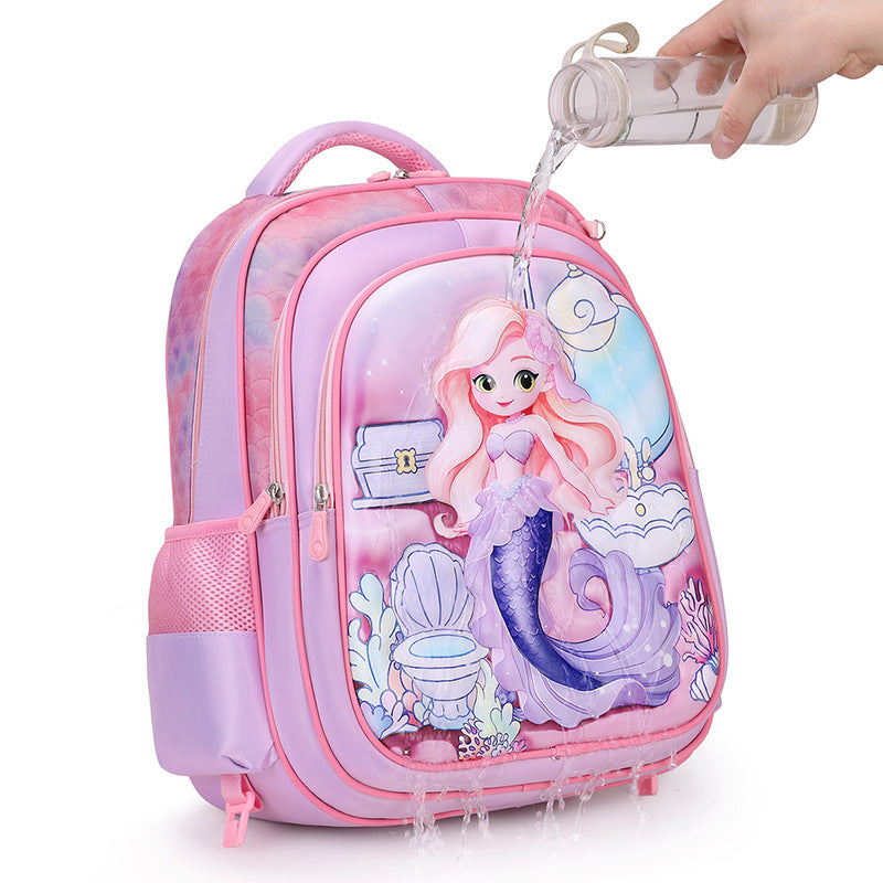 New arrival concave and convex leather primary school student pull rod school bag for grades 3 to 6 kids cartoon three-piece set backpack in stock