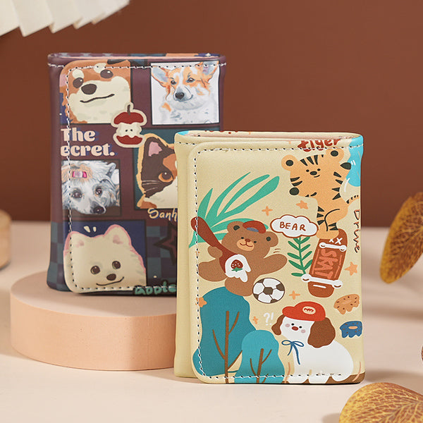 Tri-fold wallet cartoon cute student large capacity portable multi-function wallet wallet wallet anti-magnetic card bag driver's license holder