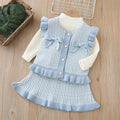Girls' knit cardigan vest set - autumn  collection - baby girl's outerwear - chanel-inspired three-piece outfit