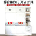 Solid wood wardrobe for home bedroom storage, sliding door, suitable for rental properties, small apartments, and kids' rooms - large capacity