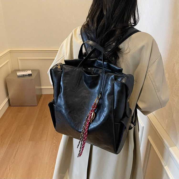 Cross-border retro backpack women's large-capacity casual versatile commuter schoolbag street trend premium travel backpack