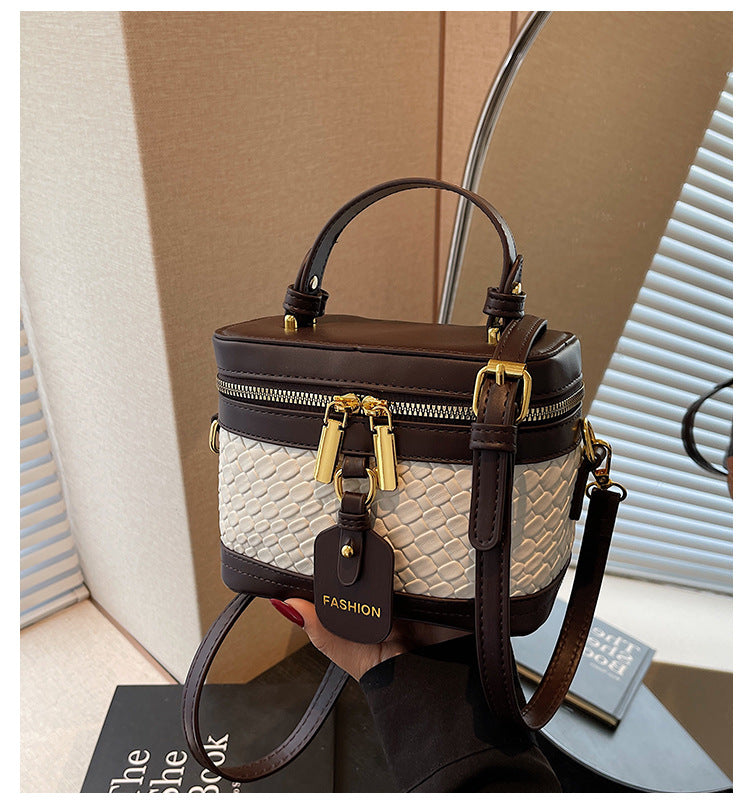 Cross-border new niche handbag women's 2025 spring and summer exquisite versatile pu bucket bag commuter shoulder messenger bag