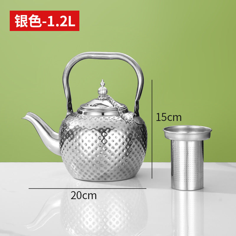 Bobo kettle cross-border hammered stainless steel old-fashioned teapot middle eastern spherical water kettle handle with filter restaurant for home