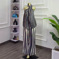 European and american cross-border women's fashion:  summer new collection - striped halter neck sleeveless top & wide leg pants casual set