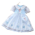 Girls' elsa princess dress,  summer collection, kids' frozen-inspired chic mesh dress, baby short-sleeve dress