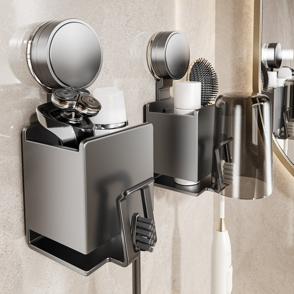Suction cup toothbrush rack toilet non-punching mouthwash cup electric brushing couple wall-mounted toothpaste hanging shelf