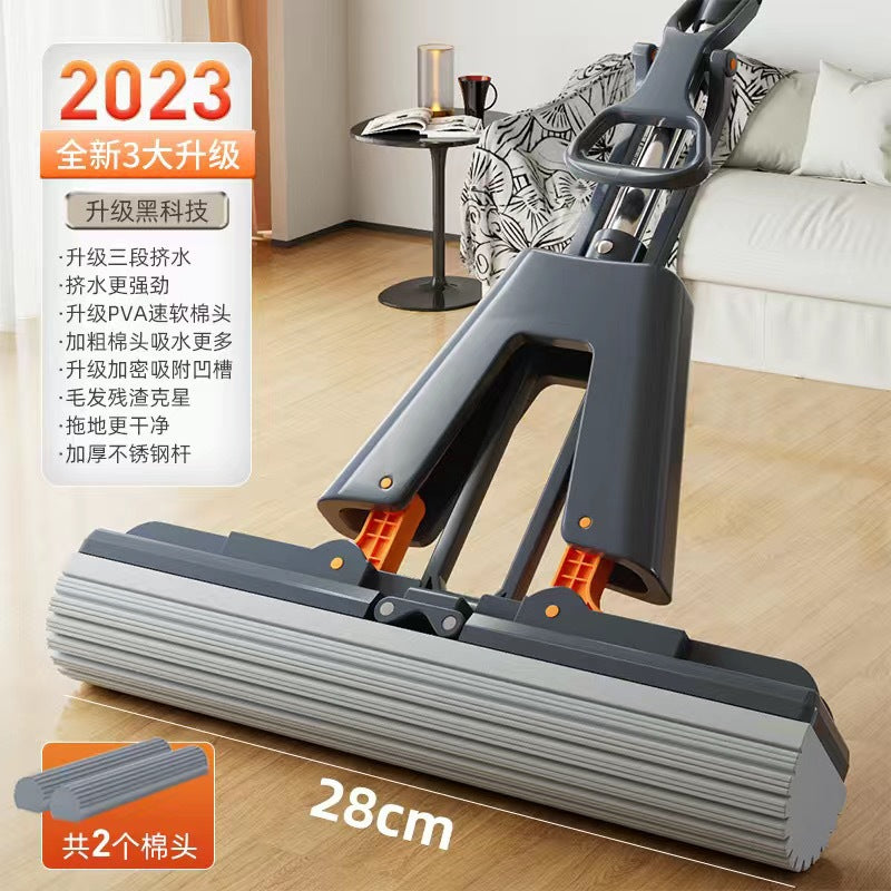 new sponge absorbent mop head - efficient one-wipe, two-clean, hands-free cleaning tool - sponge mop for home use