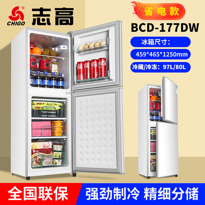 Chigo engineering procurement refrigerator specifications freezer refrigerator double door for homeexport small refrigerator factory wholesale