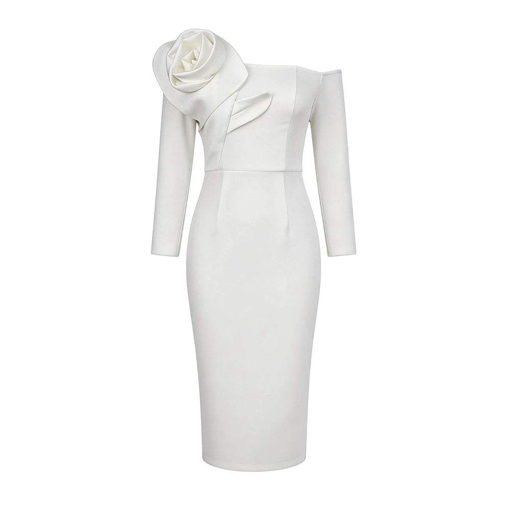 Autumn new arrival: 3d floral off-the-shoulder dress - long sleeve party & evening gown