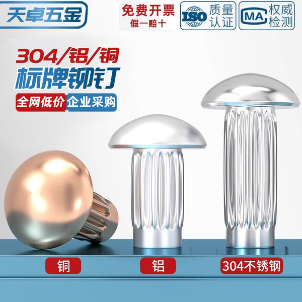 GB827 stainless steel 304 label rivet aluminum knurled nameplate copper trademark solid rivet M2M2.5M3M4M5mm