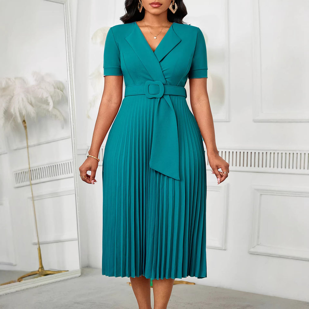 D593  fashion sexy short sleeve v neckfashionelegantelegance pleated plus sizehigh waist african dress