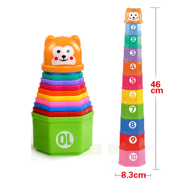 Cross-border export of Russian infant and early childhood education toys, monkey head with rattle, educational stacking cup/stacking music