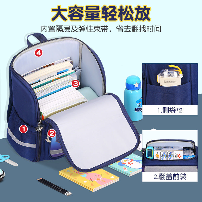 Elementary school backpack for boys and girls, large capacity, pressure-reducing, spine-protecting all-in-one backpack for grade 3